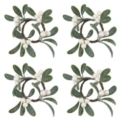 Saro Lifestyle Mistletoe Napkin Ring, Green (Set Of 4)