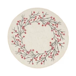 Saro Lifestyle Berry Bliss Embroidered Placemat (Set Of 4), 15", Beige