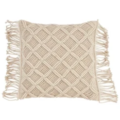 18"x18" Macramé Print Down Filled Square Throw Pillow - Saro Lifestyle 10 18"x18" Macramé Print Down Filled Square Throw Pillow - Saro Lifestyle -Saro Lifestyle GUEST 2fdcbccc 7898 45c8 b647 052a2fa9d463