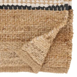 Saro Lifestyle Earthy Jute Stripe Table Runner, Beige, 16"x72"