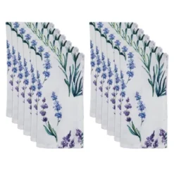12pk Polyester Lavender Print Table Napkins - Saro Lifestyle: Floral Botanical Kitchen Textiles, Machine Washable -Saro Lifestyle GUEST 31eb7e88 19b2 4bd8 9100 d8ecffea9cc1