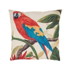 Saro Lifestyle Colorful Parrot Outdoor Pillow With Poly Fill, 18"x18", Multicolored -Saro Lifestyle GUEST 33aafd03 6f2a 40c9 884e e44383947494