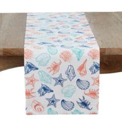Saro Lifestyle Ocean Breeze Sea Shells Table Runner, 14"x72", Multicolored -Saro Lifestyle GUEST 33f31157 bba3 4954 97f7 9c6cc29ac7c6