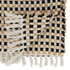 Saro Lifestyle Table Runner With Checker Weave Design, Black, 14" X 72"