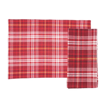 Saro Lifestyle Rustic Recycled Plaid Placemat And Napkin (Set Of 8), Red 7 Saro Lifestyle Rustic Recycled Plaid Placemat And Napkin (Set Of 8), Red - Image 7