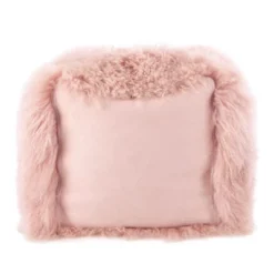 Saro Lifestyle Real Mongolian 100% Wool Lamb Fur Pouf Ottoman Square