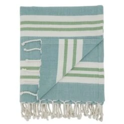 Saro Lifestyle Saro Lifestyle Wide Stripe Design Throw Blanket, Aqua, 50"x60"