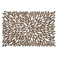 4pk Wood Laser Cut Placemats - Saro Lifestyle: Geometric Abstract Design For Dining & Kitchen Tables, Oblong, Brown