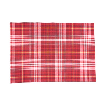 Saro Lifestyle Rustic Recycled Plaid Placemat And Napkin (Set Of 8), Red 2 Saro Lifestyle Rustic Recycled Plaid Placemat And Napkin (Set Of 8), Red - Image 2