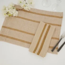 Saro Lifestyle Classic Stripe Placemat And Napkin Set -Saro Lifestyle GUEST 3acb0223 236e 48b0 8c1f b1020956989e