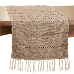 Saro Lifestyle Long Table Runner With Striped Design, Beige, 16" X 72" -Saro Lifestyle GUEST 3c00728b 6c51 4745 acf2 87af5bd714c7