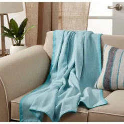 50"x60" Whipstitch Cotton Throw Blanket - Saro Lifestyle -Saro Lifestyle GUEST 3cbffa23 adb6 4c52 931f 8c7b956228d6