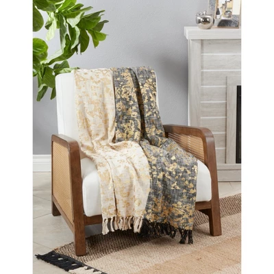 Saro Lifestyle Foil Print Design Two-Tone Throw Blanket 3 Saro Lifestyle Foil Print Design Two-Tone Throw Blanket - Image 3