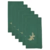 Saro Lifestyle Handmade Pine Needle Embroidery Napkin With Hemstitched Border (Set Of 6), 20"x20", Jasper Green