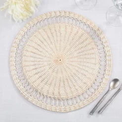Saro Lifestyle Rattan Loopy Spiral Placemat (Set Of 4), Beige, 15"x15" 6 Saro Lifestyle Rattan Loopy Spiral Placemat (Set Of 4), Beige, 15"x15" -Saro Lifestyle GUEST 3fd2b6df b418 4d93 8753 2158774a5dc9