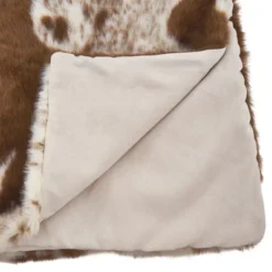 Saro Lifestyle Faux Fur Cow Hide Throw, 50x60 Inches, Brown