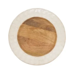 Saro Lifestyle Enamel-Framed Wooden Charger Plate (Set Of 4), 13"x13", Off-White -Saro Lifestyle GUEST 411d83de 4d4f 43a2 bb81 ca2522a46b23