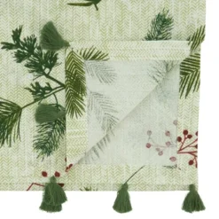 Saro Lifestyle Pine Needle And Red Berry Design Holiday Table Runner, Red, 16" X 72"