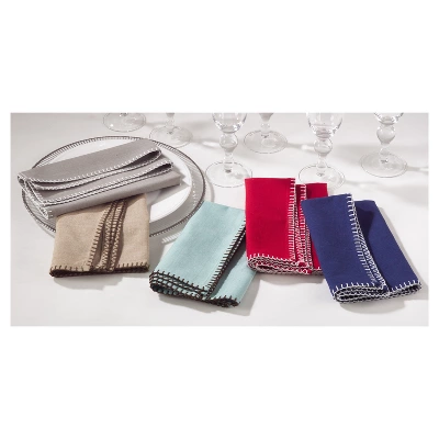Saro Lifestyle 4pk 20" Celena Whip Stitched Design Napkin Gray 1 Saro Lifestyle 4pk 20" Celena Whip Stitched Design Napkin Gray