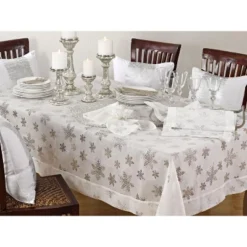 Saro Lifestyle Christmas Tablecloth With Burnout Snowflakes -Saro Lifestyle GUEST 44621a02 aa10 4e6f ae01 1af78f07a0d9