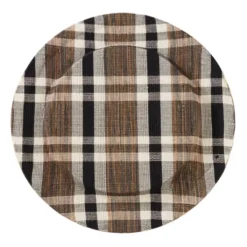 Saro Lifestyle Plaid Woven Water Hyacinth Charger, 13" Ø Round, Natural (Set Of 4)