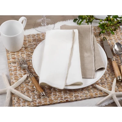 Saro Lifestyle Stitched Border Stonewashed Linen Napkins (Set Of 4) 2 Saro Lifestyle Stitched Border Stonewashed Linen Napkins (Set Of 4) - Image 2