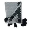 Saro Lifestyle Banded Border Tassel Throw, 50x60 Inches, Black