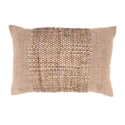 Saro Lifestyle Earthy Jute Banded Outdoor Poly Filled Throw Pillow, 16"x24", Beige -Saro Lifestyle GUEST 4c838723 5039 4c1d b7d8 a9fac7be83f5