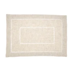 Saro Lifestyle Linen Blend Toscana Double Hemstitched Placemat (Set Of 12), 14"x20", Natural -Saro Lifestyle GUEST 4cdb8b2e 9c98 4a9c a1e0 7393027284c7