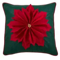 Saro Lifestyle Felt Poinsettia Decorative Pillow Cover -Saro Lifestyle GUEST 4dc580b5 b2fa 4d20 baa2 5b020d381e8f