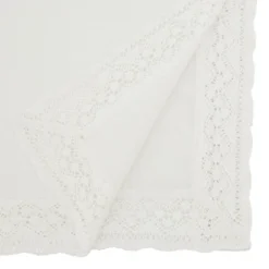 Saro Lifestyle Table Runner With Lace Border Design, 16"x72", White