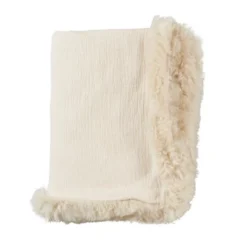 Saro Lifestyle Plush Lamb Fur Border Linen Throw Blanket -Saro Lifestyle GUEST 50592a34 6372 4e18 ae04 5e8e23e59765