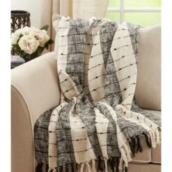 Saro Lifestyle Cotton Throw With Striped Design -Saro Lifestyle GUEST 50c57771 e300 4323 ba3b 6a94e3809d59