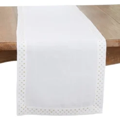 Saro Lifestyle Shimmering Weave Metallic Lattice Table Runner, 16"x72", White -Saro Lifestyle GUEST 518d39bc 93ca 42ab a87d 26d22574fa8c