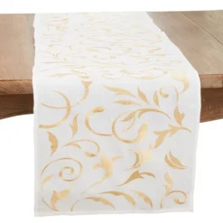 Saro Lifestyle Botanical Embroidered Leaves Table Runner -Saro Lifestyle GUEST 51e3ba41 3b4e 41b5 b5cf 0e27b36b58ec