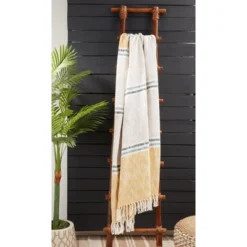 Saro Lifestyle Saro Lifestyle Cotton Throw Blanket With Striped Design, Multi, 50"x60" -Saro Lifestyle GUEST 5375f533 416e 430c bae0 9d4485fa79dd