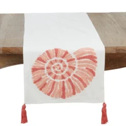 Saro Lifestyle Coastal Embroidered Seashell Table Runner, 16"x72", Orange 7 Saro Lifestyle Coastal Embroidered Seashell Table Runner, 16"x72", Orange -Saro Lifestyle GUEST 537a3df8 917d 4176 9df8 4f5c8aa38ff1