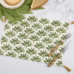 Saro Lifestyle Palm Tree Placemat (Set Of 4), 13"x18", Green -Saro Lifestyle GUEST 575f8b3d 88a7 4f4f bf94 6004856737e9
