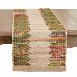 Saro Lifestyle Rainbow Rhythm Banded Table Runner, Multicolored, 14"x72" -Saro Lifestyle GUEST 5777936c 2530 45e4 ab1e 2f345d830b89