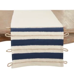 Saro Lifestyle Seaside Serenity Rope Applique Table Runner, 16"x72", Blue -Saro Lifestyle GUEST 58e70454 ee17 4b2a b184 fe969e504bf2