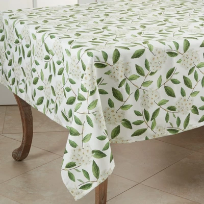 Saro Lifestyle Floral Square Tablecloth, 55", Green 1 Saro Lifestyle Floral Square Tablecloth, 55", Green