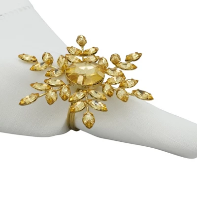 Saro Lifestyle Winter Glamour Beaded Snowflake Napkin Ring (Set Of 4) 2 Saro Lifestyle Winter Glamour Beaded Snowflake Napkin Ring (Set Of 4) - Image 2