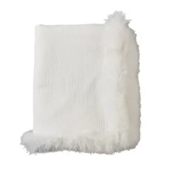 Saro Lifestyle Plush Lamb Fur Border Linen Throw Blanket -Saro Lifestyle GUEST 5cf52ad1 af56 404b 9646 fe1bf6f301ac