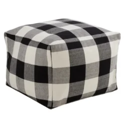 Saro Lifestyle Buffalo Plaid Design Floor Pouf -Saro Lifestyle GUEST 5d69353b e13c 4c2f 9bfd 4e00ec4f2ad7
