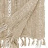Saro Lifestyle Woven Delight Striped Table Runner With Decorative Fringe, 16"x72", Beige