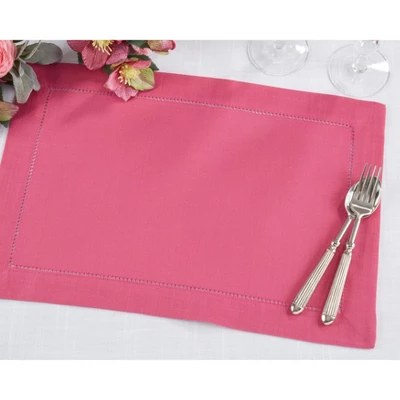 Saro Lifestyle Rochester Collection Placemat With Hemstitched Border (Set Of 12), 14"x20", Pink 3 Saro Lifestyle Rochester Collection Placemat With Hemstitched Border (Set Of 12), 14"x20", Pink - Image 3