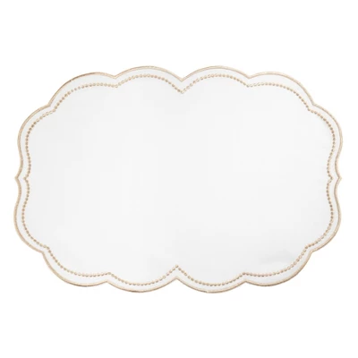 Saro Lifestyle Embroidered Polka Dot Placemat W/ Scallop Edge (Set Of 4) 4 Saro Lifestyle Embroidered Polka Dot Placemat W/ Scallop Edge (Set Of 4) - Image 4