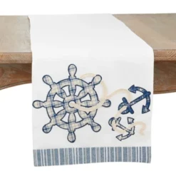 Saro Lifestyle Table Runner With Helm And Anchor Design -Saro Lifestyle GUEST 61ffea35 728f 41cf a596 421b7307615d
