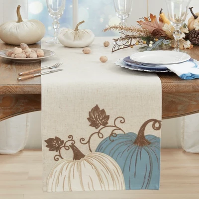 Saro Lifestyle Linen Blend Pumpkins Table Runner 2 Saro Lifestyle Linen Blend Pumpkins Table Runner - Image 2