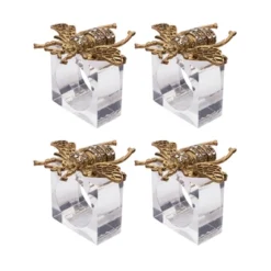Saro Lifestyle Buzzing Bee Beaded Napkin Ring (Set Of 4), Gold